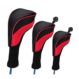 Namvo Set of 3 Red Wooden Golf Head Covers