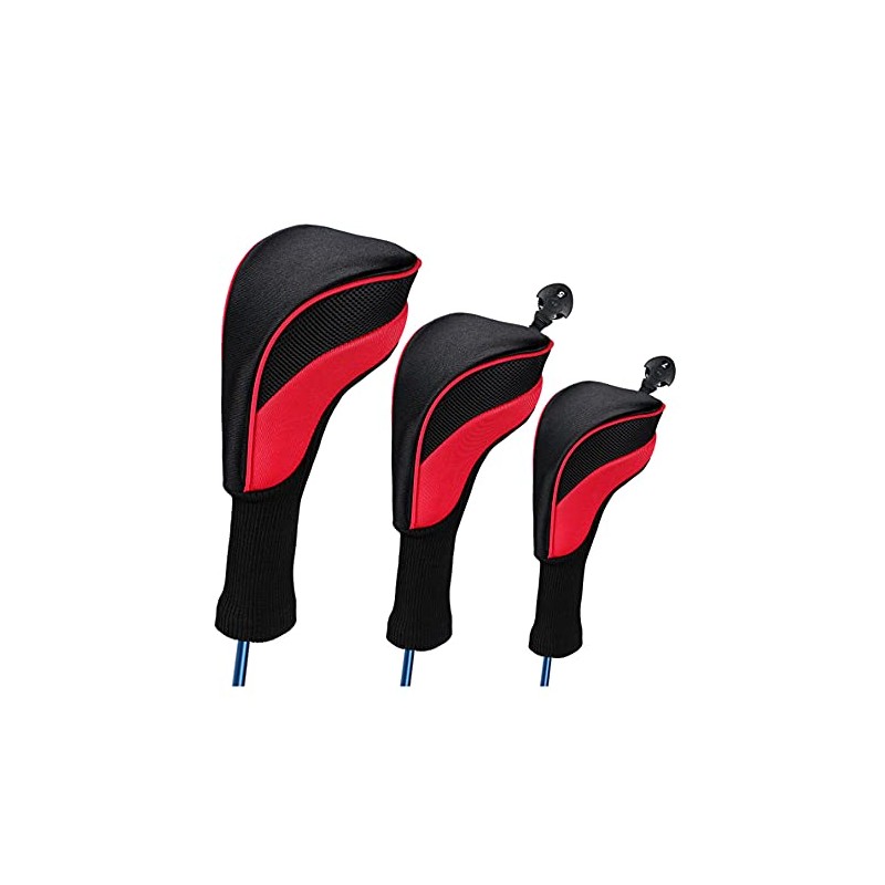 Namvo Set of 3 Red Wooden Golf Head Covers