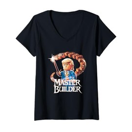 Womens Funny Trump Master Builder Building Blocks Gift V-Neck T-Shirt