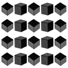 Bonsicoky 10Pcs 1" Square Chair Leg Caps, Black Vinyl Flexible Chair Leg Cover Floor Protectors for Furniture Legs, 25 x 25mm