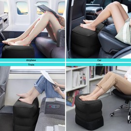 Midagas 2 Pack Inflatable Foot Rest Pillow, Airplane Travel Pillow, Multifunctional Adjustable 3 Layers Height Foot rest, Airplane Travel Essentials Great for Office, Home and Any Journey