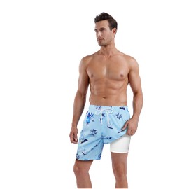MILANKERR Shorts for Men Swimming Big and Tall Men's Swim Trunks with Compression Beach Shorts for Big Men Size 40 42 Ice Water Flowers Size XLarge