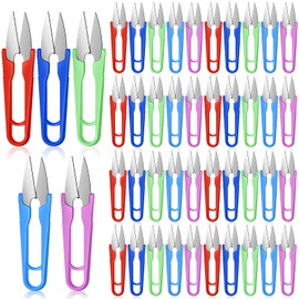 100 Pcs 4" Sewing Scissors for Fabric Cutting Lightweight Yarn Thread Cutter Cross Stitch Thread Snips U Shaped Trimming Embroidery Scissors for Fabric DIY Project Household Supplies, Random Color