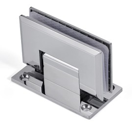 Ranbo Heavy Duty 90 Degree Shower Glass Door Hinge, Solid 5mm 304 Stainless Steel, Wall-to-Glass Mount,for 5/16"-1/2" (8mm-12mm) Frameless Doors, One-Piece Precision Cast, Polished Chrome, 1 PC