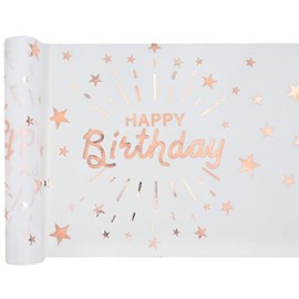 Happy Birthday Table Runner 30 cm x 5 m Rose Gold