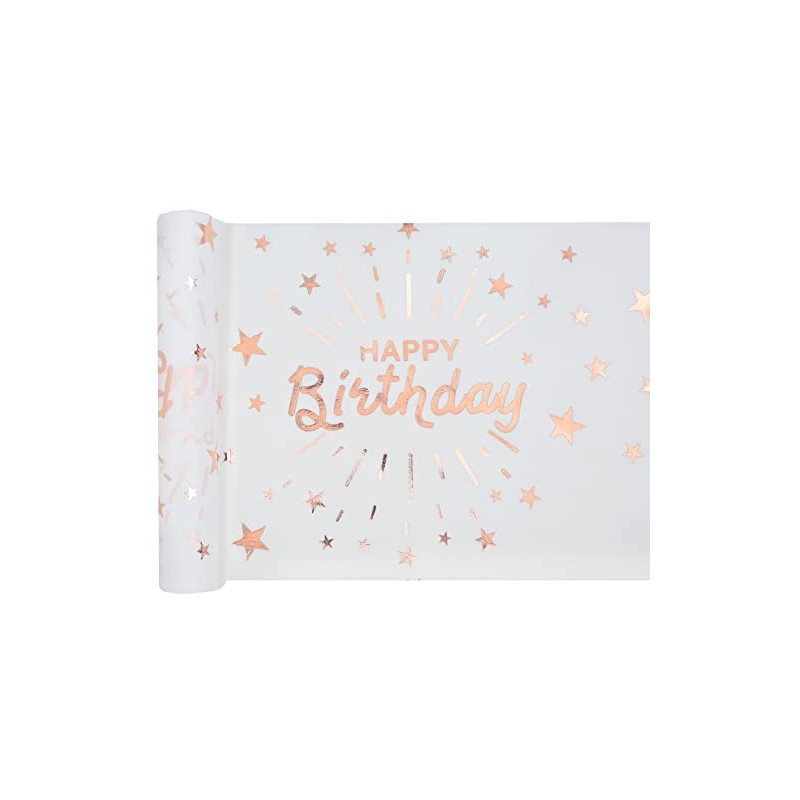 Happy Birthday Table Runner 30 cm x 5 m Rose