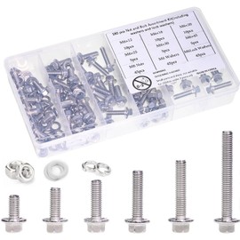 LUPANTER M6-1.0 x 12/16/20/30/45 Flange Hex Bolt Assortment Kit, 180pcs Stainless Steel Metric Flange Head Bolts and Nuts Set.