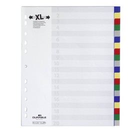 Durable 675927 Index Plastic with Coloured Tabs Extra-Wide Pack of 20