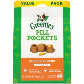 Greenies Pill Pockets for Dogs Large Size, Soft Dog Treats, Cheese Flavor, 15.8 oz. Pouch (60 Treats)