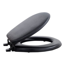 Soft Standard Vinyl Toilet Seat, Black - 17 Inch Soft Vinyl Cover with Comfort Foam Cushioning - Fits All Standard Size Fixtures - Easy to Install Fantasia by Achim Home Decor