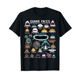 Shark Faces - Types of Shark - Marine Biology Ocean Lovers T-Shirt