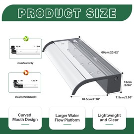 LONGRUNNEW Waterfall Spillway, Clear Acrylic Pool Fountain w/Top Open Lip & Pipe Connector Kits for Outdoor/Indoor Decorative, 23.6'' Pool Water Feature for Garden Patio, Backyard Koi Pond Decor