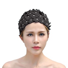 Swimming Cap Women's Swimming Cap Floral Pattern Bath Hat Soft Swimming Cap Elastic Swimming Cap Quick-Drying Swimming Cap Non-Slip Bath Cap Durable Swimming Cap Ear Protection Bath Hats Long Short
