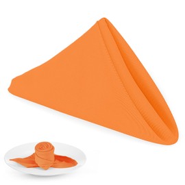 PLOYMONO Orange Heavy Duty Cloth Napkins - 17 x 17 Inch Solid Washable Polyester Dinner Napkins - Set of 8 Napkins with Hemmed Edges - Great for Parties, Fall Festival, Autumn, Halloween, Thanksgiving