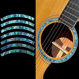 Inlay Sticker Decal Acoustic Guitar Purflinng Sound hole In Abalone Theme - Rosette Strip/BL