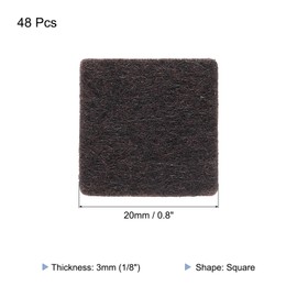 QUARKZMAN 48 Stück Filz-Möbelpads, 0,8 Zoll Quadratische kleine Filz-Stuhlbeinschoner verhindern Kratzer für Möbel-Hartböden, Dunkelbraun