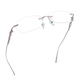 LifeArt Pure Titanium Frame Glasses/Blue Light Blocking Reading Glasses, Reduce Eyestrain, Stylish for Men and Women(Pink,No Magnification)