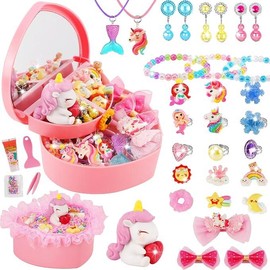 Toddler Toys for Ages 5-7 Girls Jewelry Set, Kids Toys for girls age 8-10 Clip on Earrings,Princess Toys Adjustable Ring,Girls Toys Age 3 4 5 6-8 Year Old Birthday Christmas Gifts Hair Clip:_Pink