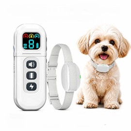 Shock Collar for Small Dogs, Electric Dog Training Collar with Remote,Tailored for 5-30lbs Small Dogs,3 Training Mode Beep, Vibration, Safe Shock(0-9) Waterproof, 1900ft Range (White, Small)
