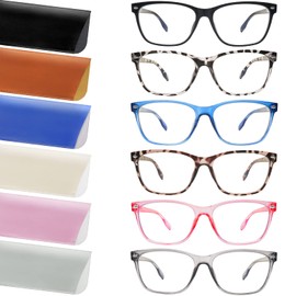 MAEOWN 6 Pack Reading Glasses for Women Men, Blue Light Blocking & Anti UV Glare Computer Readers with Spring Hinge (6 Pack Mix, 1.25, multiplier_x)