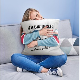 speecheese Cat Cuddly Cushion with Saying "Immer müde außer wenn ich schlafe für Faulpelze und Katzenliebhaben" - 40 cm x 40 cm - Polyester - Square - Washable - Soft