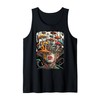 Mushrooms Growing from Human Head Surreal Botanical Art Tank Top