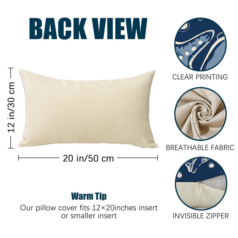 Fahrendom Coastal Lumbar Decorative Rectangle Pillow Cover 12 x 20