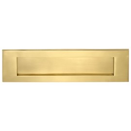 Letter Box Plate Satin Brass, Overall 12" x 4" with Bolt Centres 268 mm, House of Brass, L03C-SB