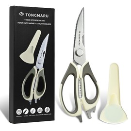 Kitchen Shears Heavy Duty Kitchen Scissors with Magnetic Sheath Holder, Dishwasher Safe Scissor, All Purpose 9-inch Scissors, Detachable, Serrated Blades, Bottle Opener function included (1 Pack)