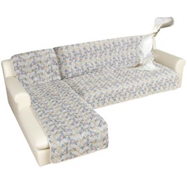 ALIECOM Sectional Couch Covers 100% Waterproof L Shape Sofa Cover Washable 2 Piece Printed Sectional Slipcovers with Chaise Pet Friendly Furniture Protector for Dogs (Large, Willow Floral)