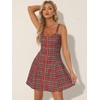 Allegra K Women's Plaid Strap Zipper Front Party Sleeveless Dress