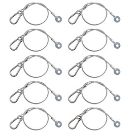 TSSS 10 Pieces 30cm Stage Light Safety Cables with Buckle and Eyelet Ends Stainless Steel with PVC Coated, DJ Lighting Security Hanger Wire Rope Chain, Load 30KG