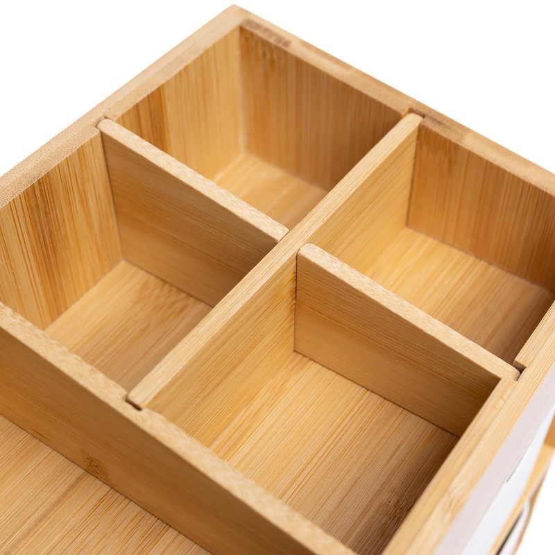 Ninebendstreams Small Bamboo Makeup Organizer（5.7" D x 8" W x