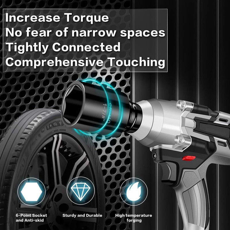 TONYNOL 3/4 Inch Drive Deep Impact Socket Set,6-Point,SAE(1"to 1-1/2"),8 Pcs,Cr-Mo.Heavy
