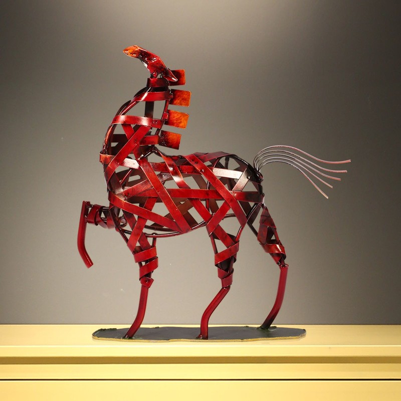 TOOARTS Metal Sculpture Metal weaving horse Home Furnishing Articles Handicrafts