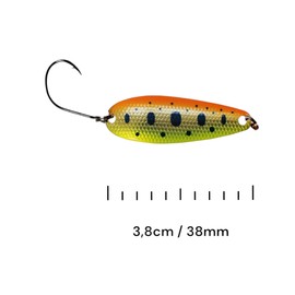 SEABUZZ Mini Barsch & Forellen Spoon BLAZE 3,5g 38mm Forellenköder & Barschköder mit Angelhaken - Blinker Forelle & Raubfisch Angeln Köder - Sport Fischköder - Kunstköder - Wobbler – Angelzubehör (07)