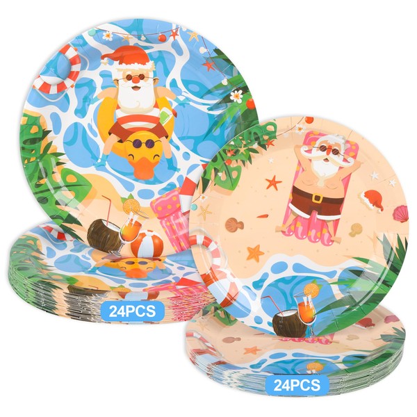 Kpbel Christmas In July Plates, 9" Dinner Plates 7" Dessert