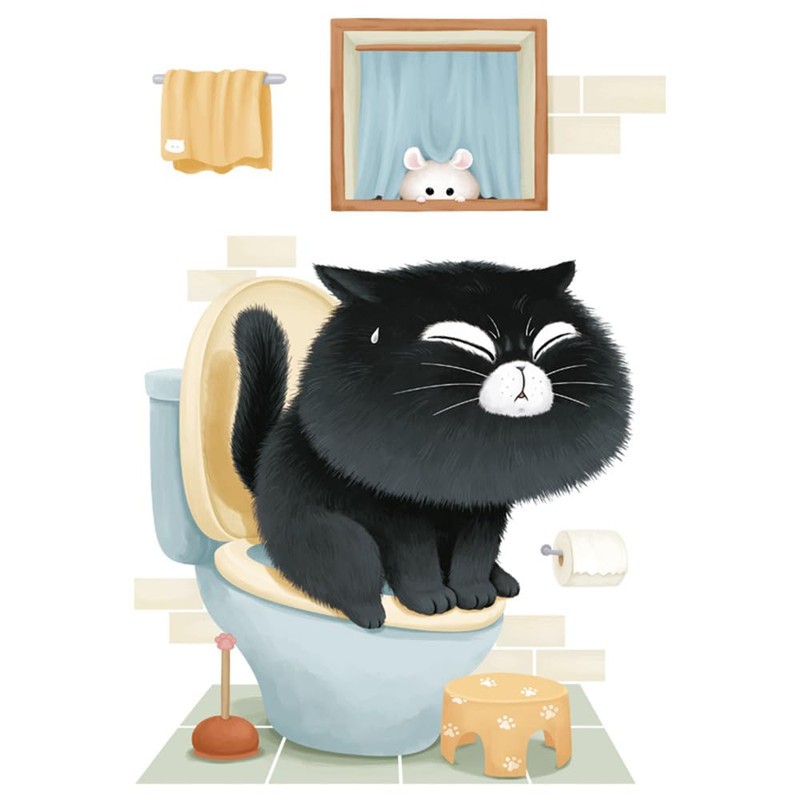 Fujitoya Toilet Wall Decor, Plants, Cats, Scandinavian Wall Decor, DIY,