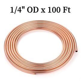 GOORY Copper Tubing 1/4" OD x 0.195" ID x 100 Ft - 99.9% C12200 Pure ACR Tube - ASTM B280 Refrigeration T2 Copper Tube Soft Coil - Round Seamless Tubing for Refrigerator HVAC System Industry DIY