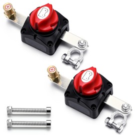 Relaxweex 2 Pcs Battery Disconnect Switch Top Post On/Off 12-48v Battery Cut Off Switch Master Heavy-Duty Battery Disconnect Switch for RV Car Boat (On-Off-top Post)