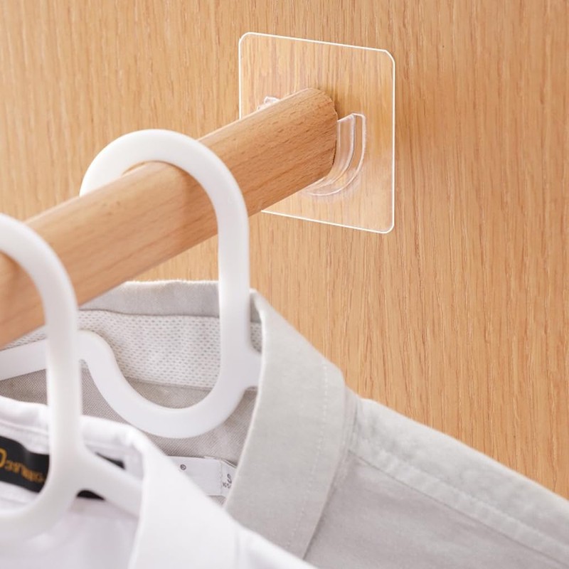 2Pack Shower Curtain Rod Holder, Upgraded Adhesive No Drill Tension