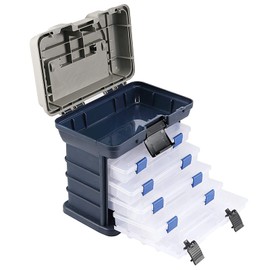 ZOENHOU - Caja de 4 capas para aparejos de pesca, 10 x 6.7 x 9.8 pulgadas, portátil para aparejos de pesca, caja de almacenamiento portátil para hombres y mujeres principiantes