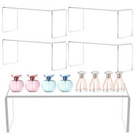Jusalpha 4 Pcs Large 13'' Clear Acrylic Risers, Display Risers Shelf Showcase Fixtures for Retail, Display Stand for Amiibo Funko POP Figures, Cupcakes, Food Display, Cabinet Organizer(13''x 4.5''x 6'')