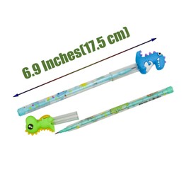 Lopenle 12 Pieces Stackable Dinosaur Pencils Novelty Stacking Pencils Animal Pencils With 64 pcs Refills For School Kids Students Office Using Supplies.