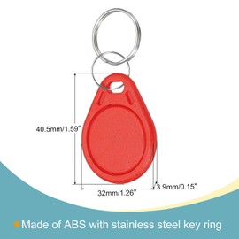 sourcing map RFID Key Fobs UID 13.56MHz Rewritable Proximity IC Card Contactless Smart Token Tag for Entry Access Control System, Red 5 Pack