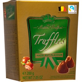Maitre Truffout, Hazelnut Flavor Fancy Cocoa Dusted Truffles, 7.05oz/200g, Belgian Chocolate