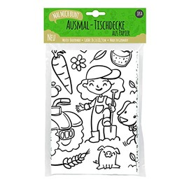 Paper Tablecloth for Colouring, Farm Motif, Paintable Tablecloth with Animals, Decorative Children's Birthday, Colouring Girls, Colouring Boys Mal Me Colourful