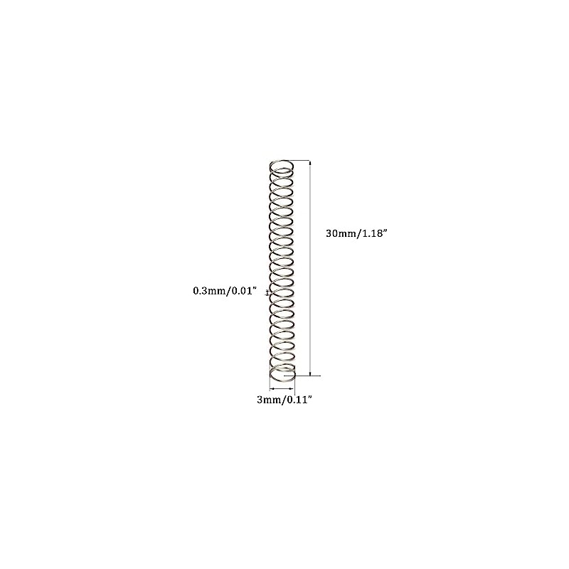 TA-VIGOR 10Pcs Extended Compressed Spring, 3mm OD,0.3mm Wire Size,30mm Length
