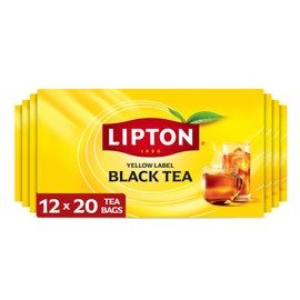 Lipton Black Tea Bags, Hot or Iced High Caffeine Tea, 240 Total Bags (20ct - Pack of 12)