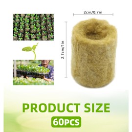 eupdd Rockwool Cultivation: 2 x 2.7 cm Rockwool Cube, Rock Wool Cube, Rock Wool Cultivation Cube, Hydroponic Seedling, Cylindrical Plant Plugs for Sowing, Planting, Hydroponic Cultivation, Pack of 60
